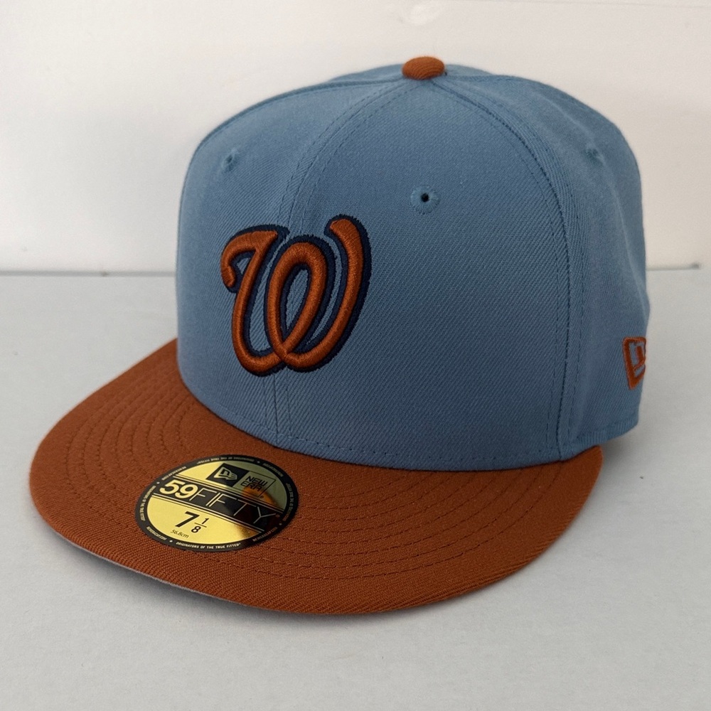 New Era Washington Nationals Two-Tone Fitted Cap in Light Blue and Rust